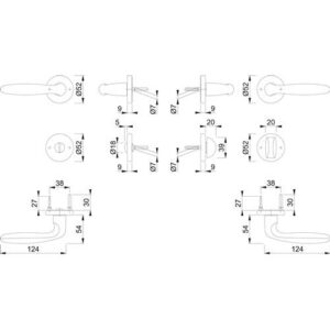 Rosettengarnitur - Rosettengrt.Verona 1510/42KB/42KBS Alu.F1 SK/OL DIN L/R D/D HOPPE – Bild 3