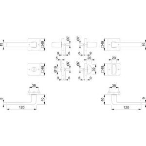 Rosettengarnitur - Rosettengrt.Dublin 1124/843KV/843KVS Alu.F1 eck.SK/OL DIN L/R D/D HOPPE – Bild 3