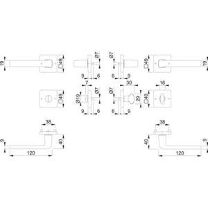Rosettengarnitur - Rosettengrt.Dublin 1124/843KV/843KVS Alu.F94-1 eck.SK/OL DIN L/R D/D HOPPE – Bild 3