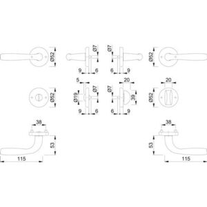 Rosettengarnitur - Rosettengrt.Maribor 1766/17KV/17KVS Alu.F1 rd.SK/OL DIN L/R D/D HOPPE – Bild 3