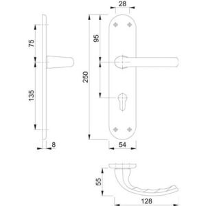 Renovationsgarnitur - Renovationsgarnitur Tôkyô 1710/3334 Alu.F1 PZ 4-KT.8mm Entf.72mm HOPPE – Bild 3