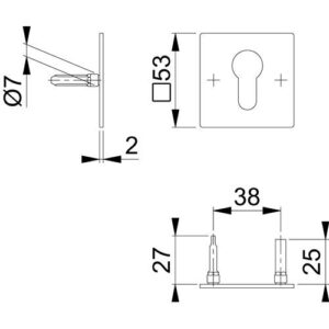 Schlüsselrosetten-Paar - Schlüsselrosetten-Paar E848NS VA F69 Schildst.2mm PZ quad.HOPPE – Bild 3