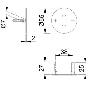 Schlüsselrosetten-Paar - Schlüsselrosetten-Paar E849NS VA F69 Schildst.2mm OB rd.HOPPE – Bild 3