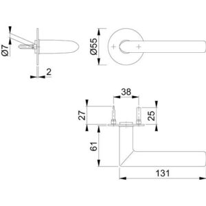 Türdrückerpaar - Türdrückerpaar Stock.E1140Z/849N VA F69 m.Drückerrosetten 4-KT.8mm HOPPE – Bild 3