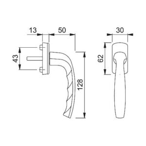 Fenstergriff - Fenstergriff NY 0810/U10 Alu.F9016/verkehrsweiß 35mm Stand.HOPPE – Bild 3