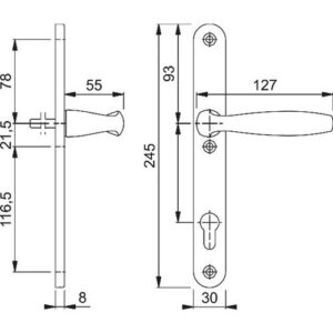 1/2 Profiltür-Garnitur - 1/2 Profiltür-Garnitur NY 1810/3346SN Alu.F9016 PZ HOPPE – Bild 3