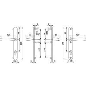 Profil-Garnitur - Profil-Garnitur NY 1810/3346 Alu.F1 PZ f.TS 57-62mm HOPPE – Bild 3