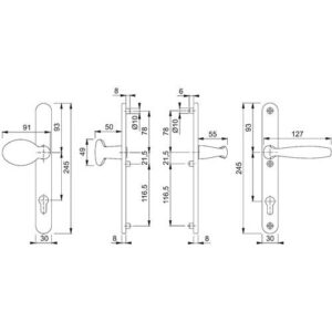 Profiltürgarnitur - Profiltürgarnitur NY 76G/3346/1810 Alu.F1 PZ f.TS 57-62mm HOPPE – Bild 3