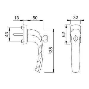 Fenstergriff - Fenstergriff NY 0810S/U10 TBT1 Alu.F9016/verkehrsweiß 32mm abschl.HOPPE – Bild 3