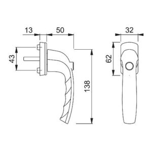 Fenstergriff - Fenstergriff NY 0810SV/U10 Alu.F9016/verkehrsweiß 35mm selbstsperrend HOPPE – Bild 3