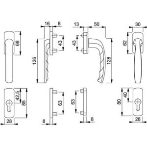 Balkongarnitur - Balkongarnitur NY 099KH/961N/U10/? Alu.F1 63-73mm 4-KT.7mm HOPPE – Bild 3