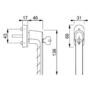 Fenstergriff - Fenstergriff Hamburg 0700S/UD9020 Alu.F1/naturf.32-42mm abschl.HOPPE – Bild 3