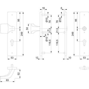 NW Hoppe Schutzgarnitur Knauf/ohne Drücker - Schutzgarnitur E61G/2221/2210 VA F69 92mm 67-77mm HOPPE – Bild 3