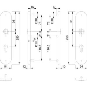 Langschildpaar - Langschildpaar F1 Alu.silberfarben F1 PZ 92mm HOPPE – Bild 3
