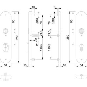 Langschildpaar - Langschildpaar E3332ZA/3310 F1/silberf.F1 PZ 72mm HOPPE – Bild 3