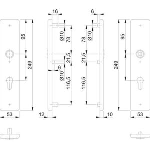 Langschildpaar - Langschildpaar E2221/2210 ma F69 PZ 72mm HOPPE – Bild 3