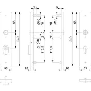Langschildpaar - Langschildpaar E2222ZA/2210 ma F69 PZ 72mm HOPPE – Bild 3