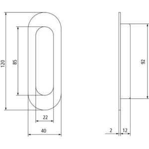 Schiebetürmuschel - Schiebetürmuschel 4476 VA schwarz ov.bl.L.120mm B.40mm INTERSTEEL – Bild 3