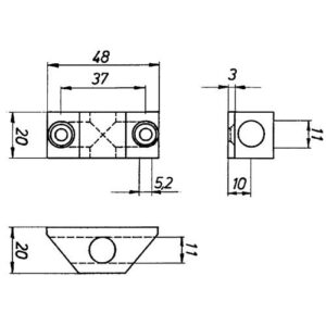 Stangenführung zu Untersatz - Stangenführung zu Untersatz Vario f.Rundstange 10mm silber elox.DENI – Bild 3