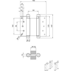 Pendeltürband - Pendeltürband STA verz.Gr.33 L.125mm 27kg TS 30-35mm DENI – Bild 3