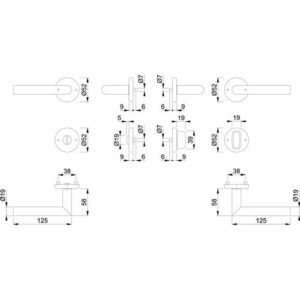Rosettengarnitur - Rosettengrt.Utrecht E1444Z/17KV/17KVS VA F69 rd.SK/OL DIN L/R D/D HOPPE – Bild 3