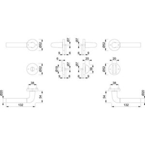 Rosettengarnitur - Rosettengrt.Bremen 1505/42KV/42KVS Alu.F49/F9-2 rd.SK/OL DIN L/R D/D HOPPE – Bild 3