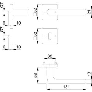 Rosettengarnitur - Rosettengrt.Dallas E1643Z/52KV/52KVS VA F69 eck.OB DIN L/R D/D HOPPE – Bild 3