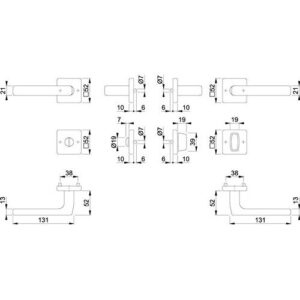 Rosettengarnitur - Rosettengrt.Dallas E1643Z/52KV/52KVS VA F69 eck.SK/OL DIN L/R D/D HOPPE – Bild 3