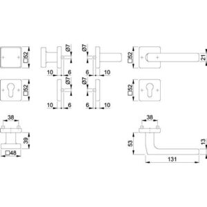 Rosettengarnitur - Rosettengrt.Dallas E43L/52KV/52KVS/1643Z VA F69 eck.PZ DIN L/R fl.D/K HOPPE – Bild 3