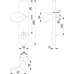 Knopflangschild - Knopflangschild E86G/3332ZA VA F69 92mm f.Kombischutz PZ 10mm HOPPE – Bild 3