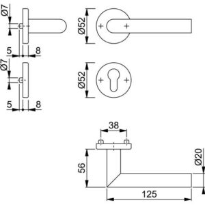 Rosettenhalbgarnitur - Rosettenhalbgarnitur Ams.E1400Z/42/42S VA F69 4-KT.8mm f.Kombischutz HOPPE – Bild 3
