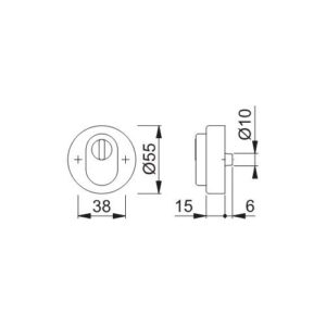 NW Hoppe Schutzrosette rund Kernziehschutz - Edelstahl E42ZNSB-ZA VA F69 rd.m.ZA S.15mm HOPPE – Bild 3