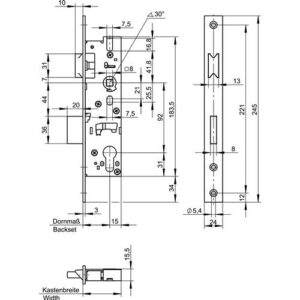 Rohrrahmen Einsteckschlösse - RR Einsteckschlösse 1438 PZ 45/92 VA rostfr.Riegelausschl.24mm 245mm WILKA – Bild 3