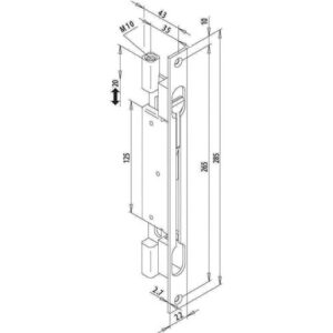 Türkantriegel - Türkantriegel 345K 35 mmStulpb.22mm Stulpl.285mm STA verz.F-St.ktg.FUHR – Bild 3