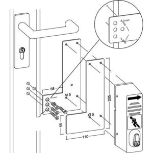 Montageplatte - Montagepl.901-/ 991 470 Mont.an GLT Schwenk-Türwächter DIN L/R L175xB110mm GFS – Bild 3