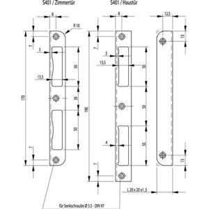 Winkelschließblech - Winkelschließbl.S401 STA silber ZT ktg.B20xL170mm ktg.T.20mm DIN L/R BKS – Bild 3