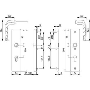 Schutzgarnitur - Schutzgarnitur Birm.1117/2221A/2440 Alu.F1 72mm 37-42mm HOPPE – Bild 3