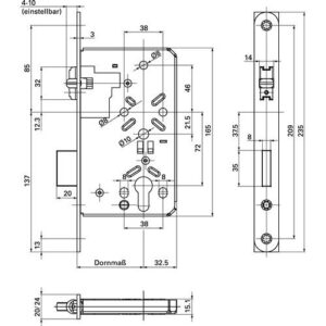 Pendeltürschloss - PETschl.PZ 24/55mm DIN L/R SP VA ktg.Rollfalle BKS – Bild 3