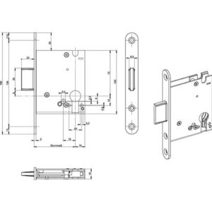Einsteckriegelschloss - Einsteckriegelschloss 1308 PZ20/55mm SP silber ktg.BKS – Bild 3