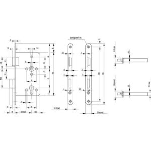 Objekt-Einsteckschloss - Objekt-Einsteckschloss 0515 PZW 20/ 60/72/8mm DIN L alufin.silber rd Kl 3 Zinkd. – Bild 3