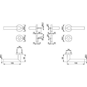 Feuerschutzgarnitur - FS-Garnitur Ams.FS-1400/42H/42HS Alu.F1 D/D TS 45-65mm PZ rd.DIN L/R HOPPE – Bild 3
