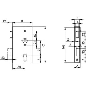 Panikgittertorschloss - Panikgittertorschloss 140PGN Fkt.D ktg 24/60/72/9mm DIN R VA AMF – Bild 3