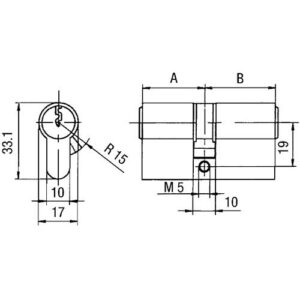 BKS Profildoppelzylinder - Profildoppelzylinder PZ 8802 27/40mm NuG eins.Anz.Schlü.3 versch.-schl.BKS – Bild 3