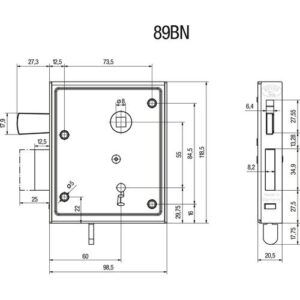 Universal-Kastenschloss - Universal-Kastenschloss DIN L/R BB hebende F 60mm BEVER – Bild 3