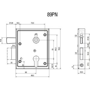 Universal-Kastenschloss - Universal-Kastenschloss DIN L/R PZ hebende F 60mm BEVER – Bild 3