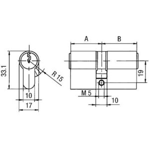 BKS Profildoppelzylinder - Profildoppelzylinder PZ 8812 45/55mm NuG beids.Anz.Schlü.3 versch.-schl.BKS – Bild 3