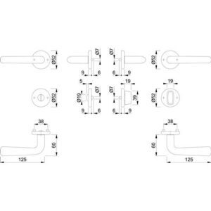 Rosettengarnitur - Rosettengrt.Hel.E1730Z/17KV/17KVS VA F69 rd.SK/OL DIN L/R D/D HOPPE – Bild 3
