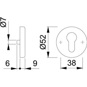 Schlüsselrosetten-Paar - Schlüsselrosetten-Paar 42KVS Alu.F1/naturf.Schildst.9mm PZ rd.HOPPE – Bild 3