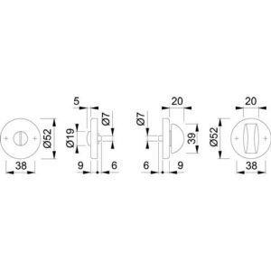 Schlüsselrosetten-Paar - Schlüsselrosetten-Paar 42KVS Alu.F1/naturf.Schildst.9mm SK/OL rd.HOPPE – Bild 3
