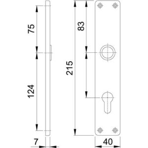 Langschildpaar - Langschildpaar 202SP F2/neusilberfarbig F2 PZ 72mm HOPPE – Bild 3